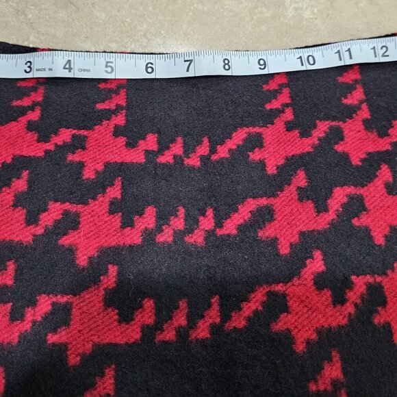 Women's Petites Talbots Wool‎ Blend Pencil Skirt Red Black Houndstooth Size 2P - Picture 3 of 7